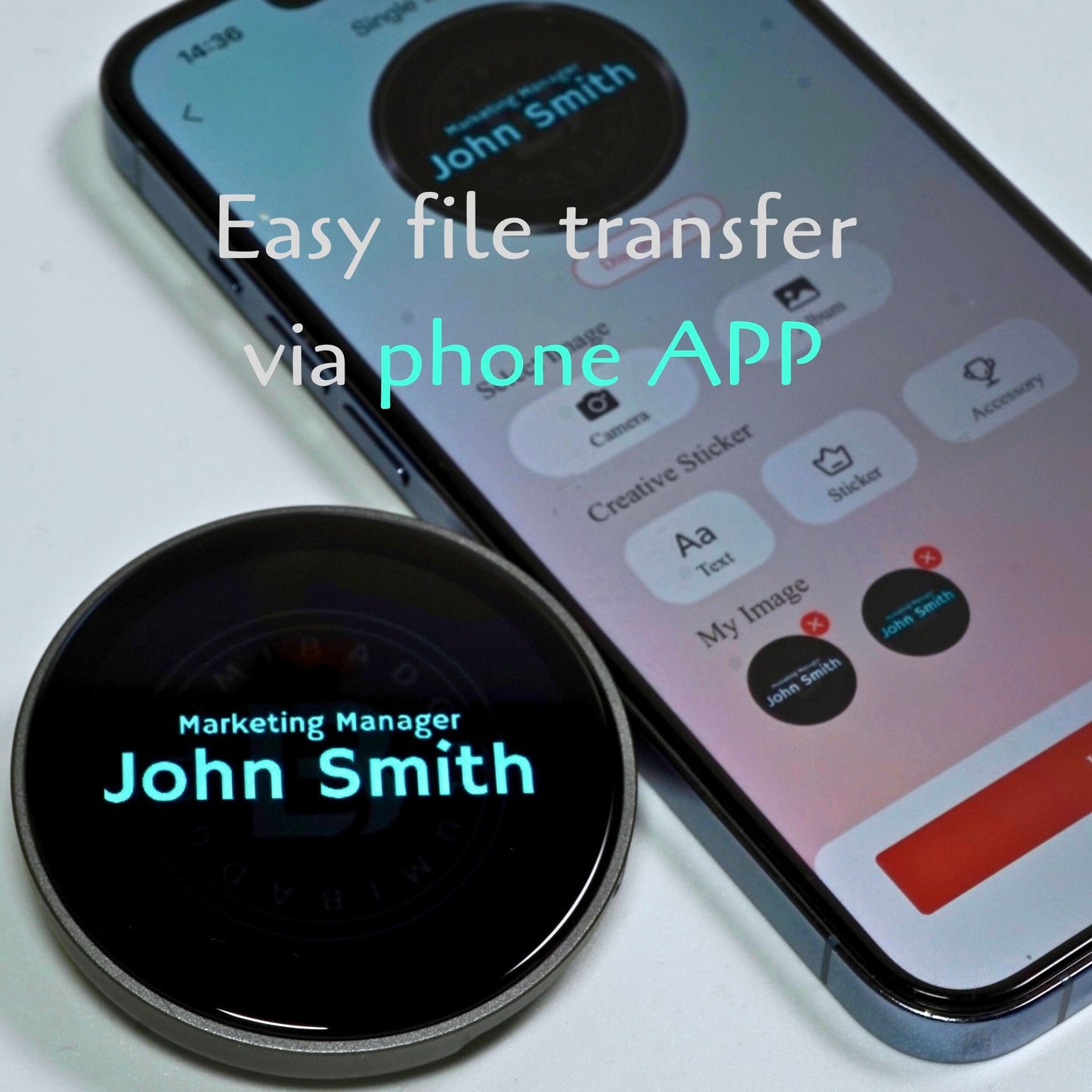 Lumibadge™ Bluetooth LED Badge: Smart Name Tag & Video loop Display